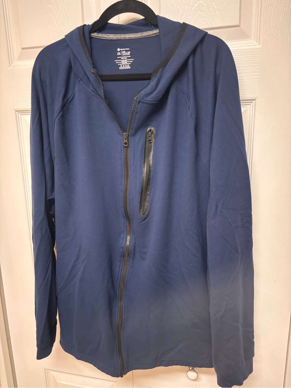 Members Mark Men's Navy Zip-Up Hoodie with Chest Zip Pocket